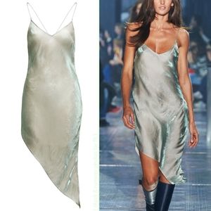 H&M Sheer Metallic Asymmetrical Slip Dress